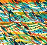 Fishes and Strips brightly coloured design incorporating fish