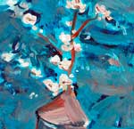 Sakura Blossom A blue background with delicate blossom