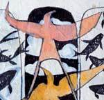 Study for Triptych a design featuring two birds and some fish
