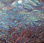 Blowing in the Wind Trees painted with bright colours giving a sense of movement
