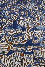trees in an orchard - brown on blue